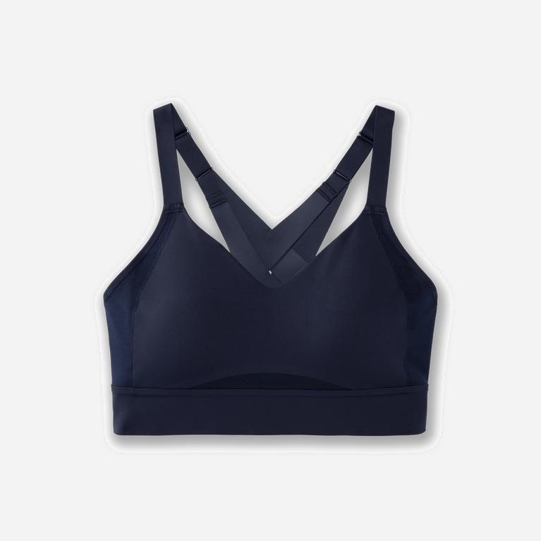 Brooks Women's Drive Interlace Running Bra Singapore - Navy (02937-RMLS)